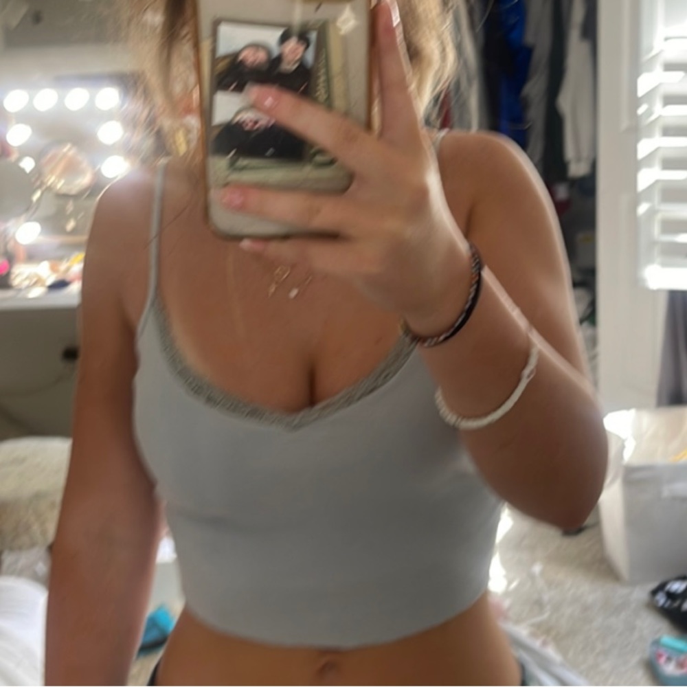 brandy melville blue lace trim tank